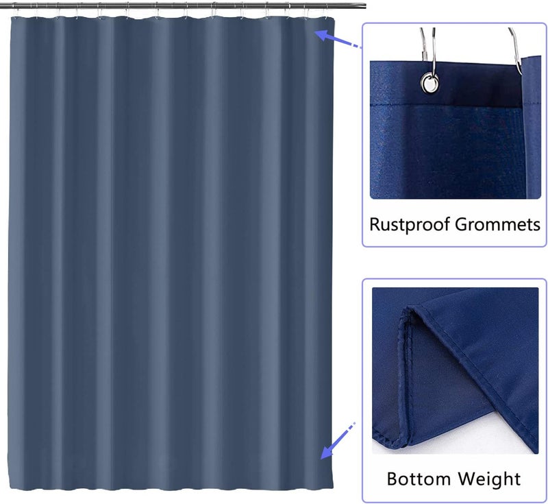 LLSCL Blue Fabric Shower Curtain Liner with Bottom Counterweight, Waterproof Hotel Quality, 72 x 72 Machine Washable - Image 2